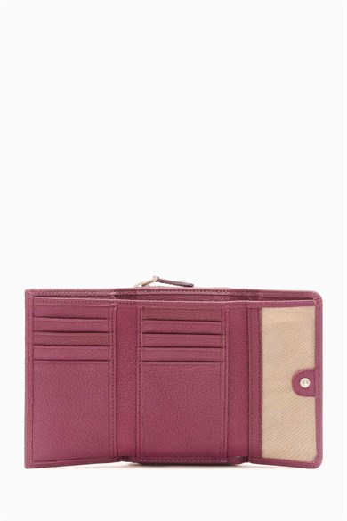 Hakiki Deri Kadın Cüzdan - Portföy 925MG - Mürdüm