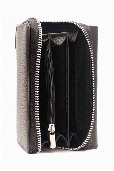 Hakiki Deri Kadın Cüzdan - Portföy 925MG - Siyah