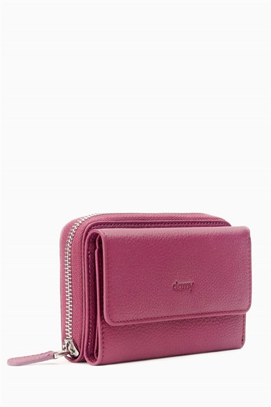 Hakiki Deri Kadın Cüzdan - Portföy 925MG - Mürdüm