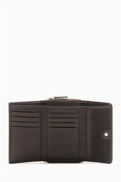 Hakiki Deri Kadın Cüzdan - Portföy 925MG - Siyah