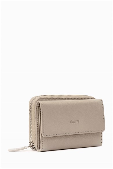 Hakiki Deri Kadın Cüzdan - Portföy 925MG - Vizon