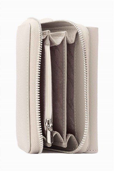 Hakiki Deri Kadın Cüzdan - Portföy 925MG - Vizon