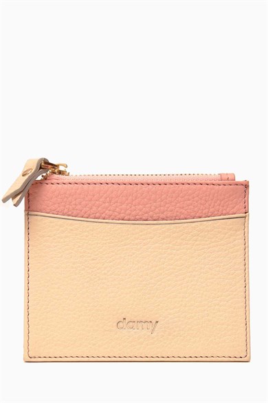 Hakiki Deri Kadın Kartlık 535 - Bej - Pudra