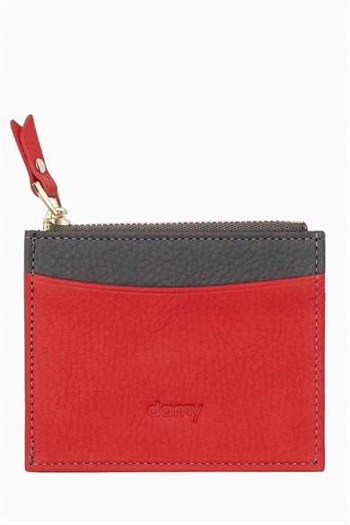 Hakiki Deri Kadın Kartlık 535 - Kırmızı - Antrasit