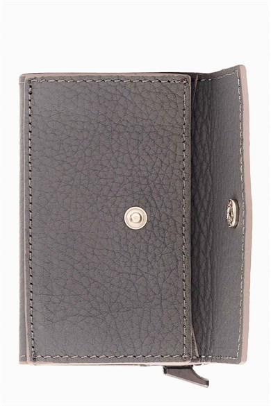 Hakiki Deri Mekanizmalı Kartlık 612 - Gri