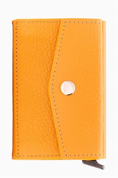 Hakiki Deri Mekanizmalı Kartlık 612 - Hardal