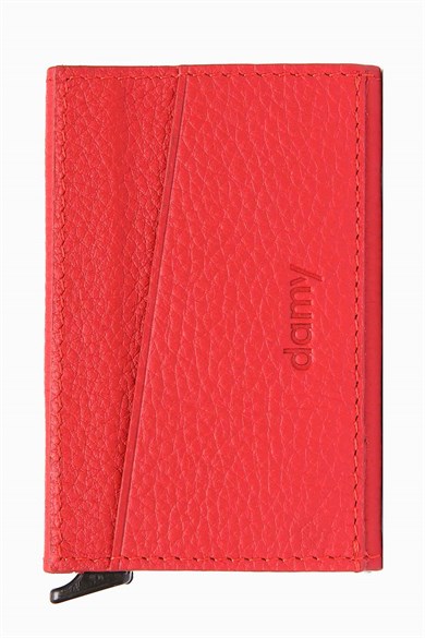 Hakiki Deri Mekanizmalı Kartlık 612 - Kırmızı