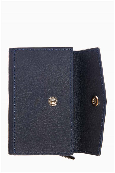 Hakiki Deri Mekanizmalı Kartlık 612 - Lacivert