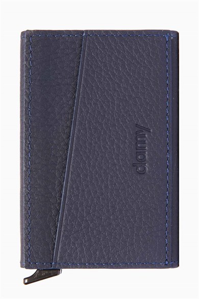 Hakiki Deri Mekanizmalı Kartlık 612 - Lacivert