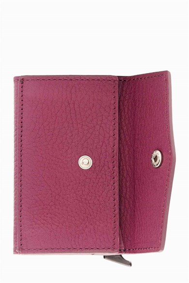 Hakiki Deri Mekanizmalı Kartlık 612 - Mürdüm