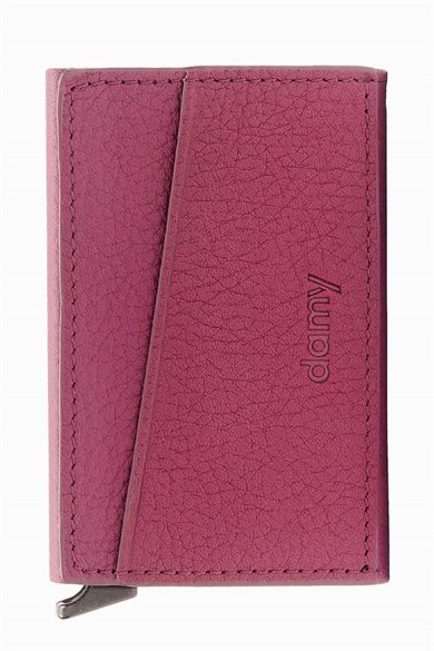 Hakiki Deri Mekanizmalı Kartlık 612 - Mürdüm