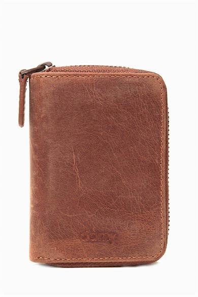 Hakiki Deri RFID Korumalı Akordiyon Kartlık 416 - Taba