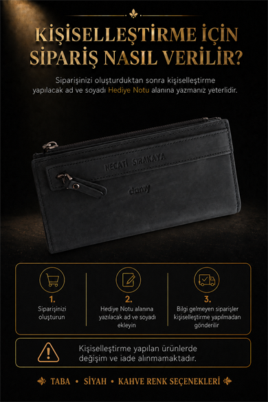 Hakiki Deri RFID Korumalı El Portföyü 860 - Kahve