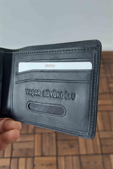 Hakiki Deri RFID Korumalı Erkek Cüzdan 390 - Siyah