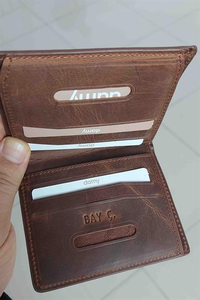 Hakiki Deri RFID Korumalı Erkek Cüzdan 290CR - Taba