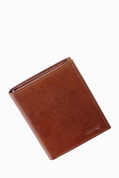 Hakiki Deri RFID Korumalı Erkek Cüzdan 1101AR - Taba
