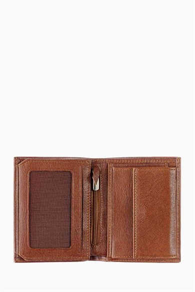 Hakiki Deri RFID Korumalı Erkek Cüzdan 1101AR - Taba