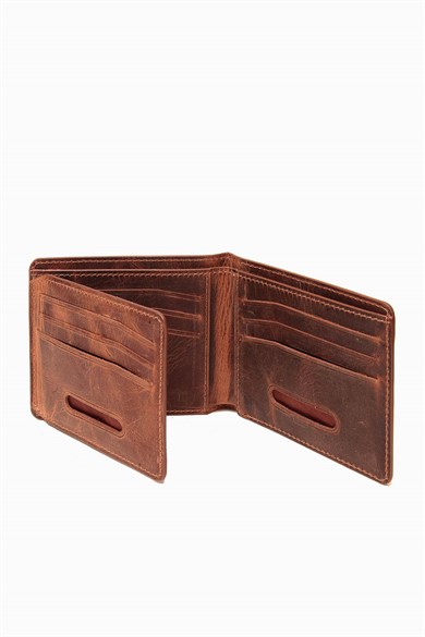 Hakiki Deri RFID Korumalı Erkek Cüzdan 390 - Taba