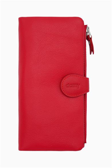 Hakiki Deri RFID Korumalı Kadın Cüzdan 958 - Kırmızı
