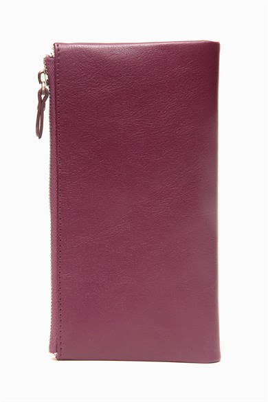 Hakiki Deri RFID Korumalı Kadın Cüzdan 958 - Mürdüm