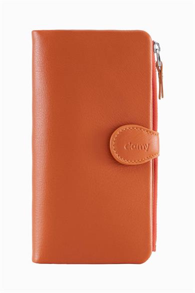 Hakiki Deri RFID Korumalı Kadın Cüzdan 958 - Turuncu