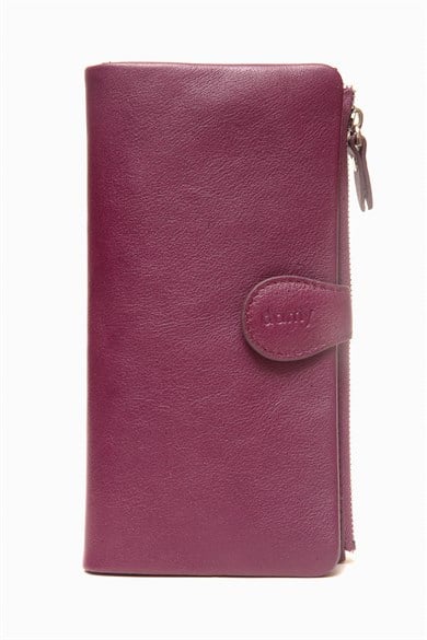 Hakiki Deri RFID Korumalı Kadın Cüzdan 958 - Mürdüm