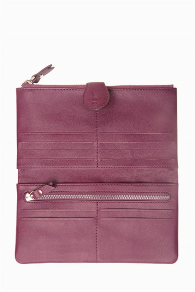 Hakiki Deri RFID Korumalı Kadın Cüzdan 958 - Mürdüm