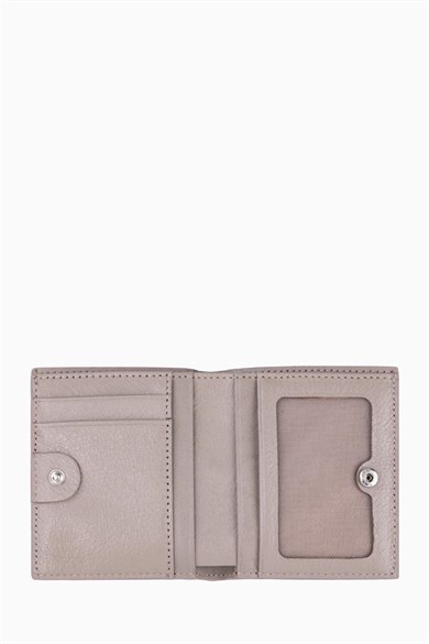 Hakiki Deri RFID Korumalı Kadın Mini Cüzdan 906 - Vizon