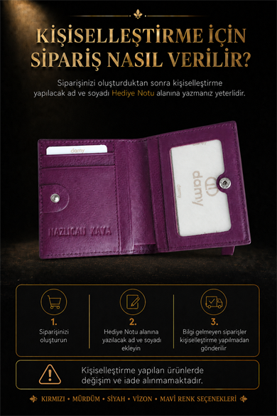 Hakiki Deri RFID Korumalı Kadın Mini Cüzdan 906 - Siyah
