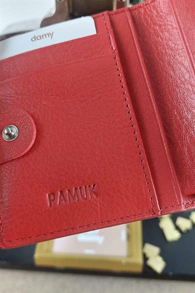 Hakiki Deri RFID Korumalı Kadın Mini Cüzdan 906 - Kırmızı