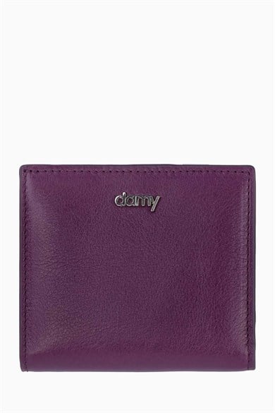 Hakiki Deri RFID Korumalı Kadın Mini Cüzdan 906 - Mürdüm