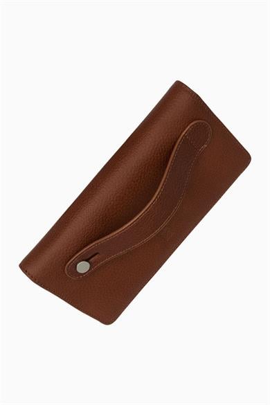 Hakiki Deri RFID Korumalı Telefonlu El Portföyü 804 - Taba