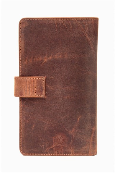 Hakiki Deri RFID Korumalı Telefonlu El Portföyü 803 - Taba