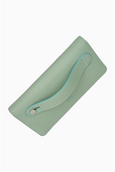 Hakiki Deri RFID Korumalı Telefonlu El Portföyü 804 - Yeşil