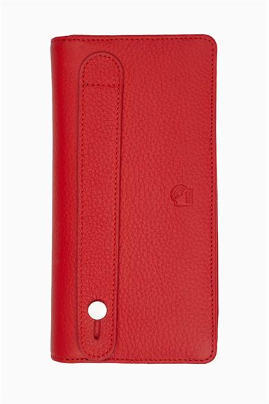 Hakiki Deri RFID Korumalı Telefonlu El Portföyü 804 - Kırmızı