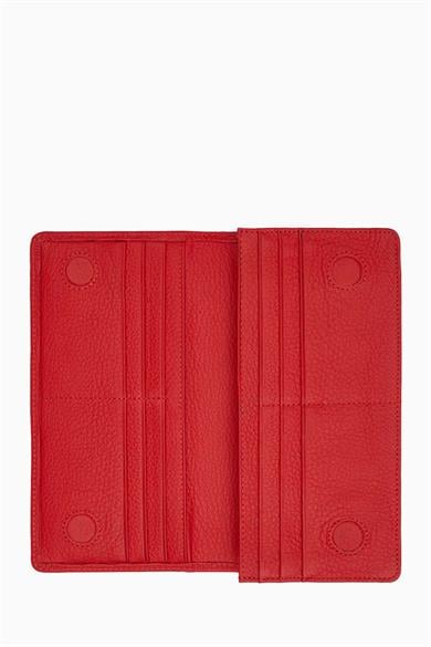 Hakiki Deri RFID Korumalı Telefonlu El Portföyü 804 - Kırmızı