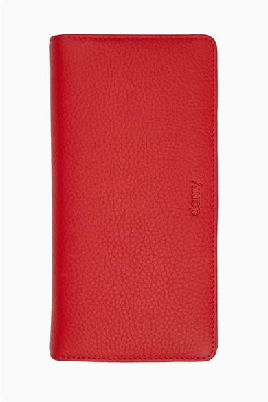 Hakiki Deri RFID Korumalı Telefonlu El Portföyü 804 - Kırmızı