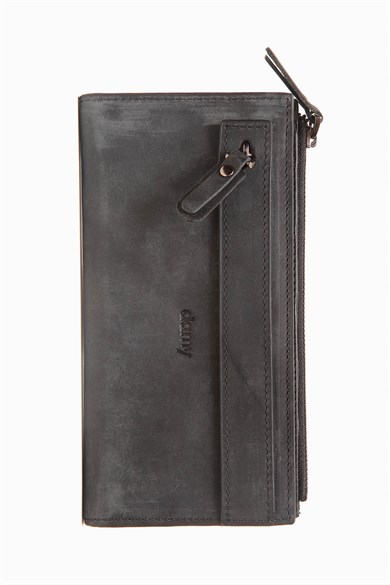 Hakiki Deri RFID Korumalı El Portföyü 860 - Siyah