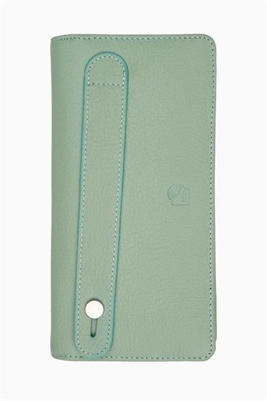 Hakiki Deri RFID Korumalı Telefonlu El Portföyü 804 - Yeşil