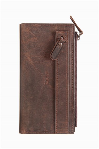 Hakiki Deri RFID Korumalı El Portföyü 860 - Kahve