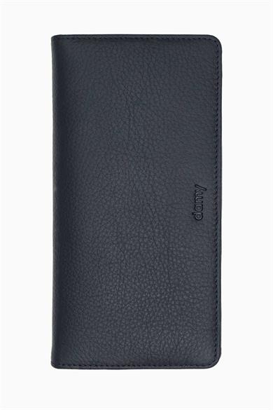 Hakiki Deri RFID Korumalı Telefonlu El Portföyü 804 - Lacivert