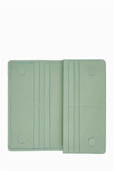 Hakiki Deri RFID Korumalı Telefonlu El Portföyü 804 - Yeşil