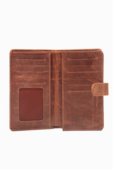 Hakiki Deri RFID Korumalı Telefonlu El Portföyü 803 - Taba