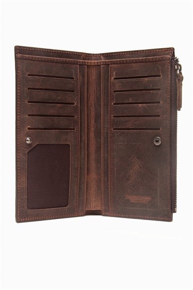 Hakiki Deri RFID Korumalı El Portföyü 860 - Kahve