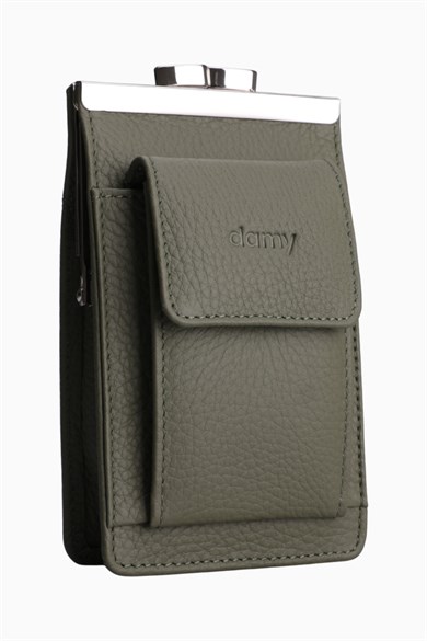 Hakiki Deri Unisex Kartlıklı  Sigaralık 701 - Haki