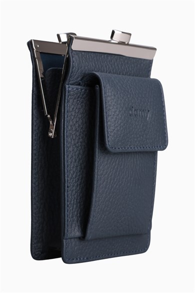 Hakiki Deri Unisex Kartlıklı Sigaralık 701 - Lacivert