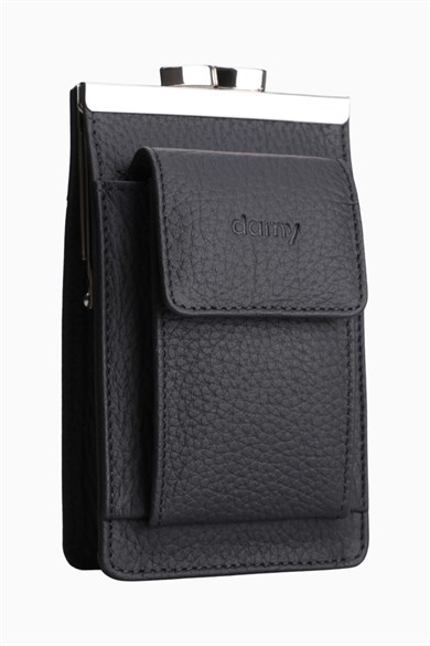 Hakiki Deri Unisex Kartlıklı Sigaralık 701 - Siyah
