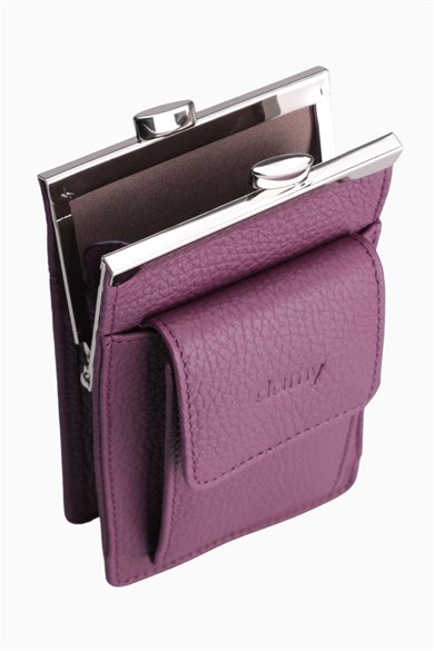 Hakiki Deri Unisex Kartlıklı Sigaralık 701 - Mürdüm