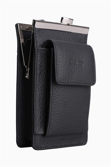 Hakiki Deri Unisex Kartlıklı Sigaralık 701 - Siyah
