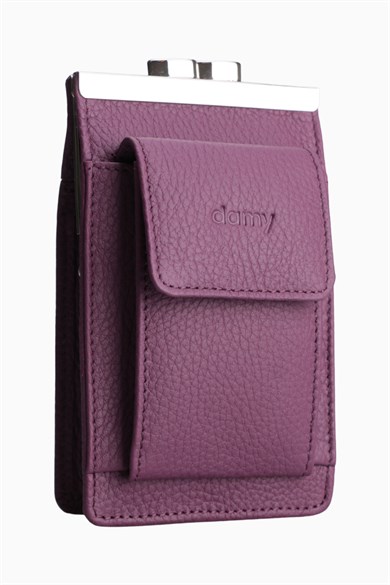 Hakiki Deri Unisex Kartlıklı Sigaralık 701 - Mürdüm